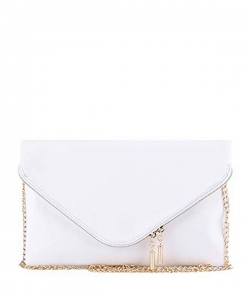 Large Clutch Design Faux Leather Classic Style WU024 WHITE